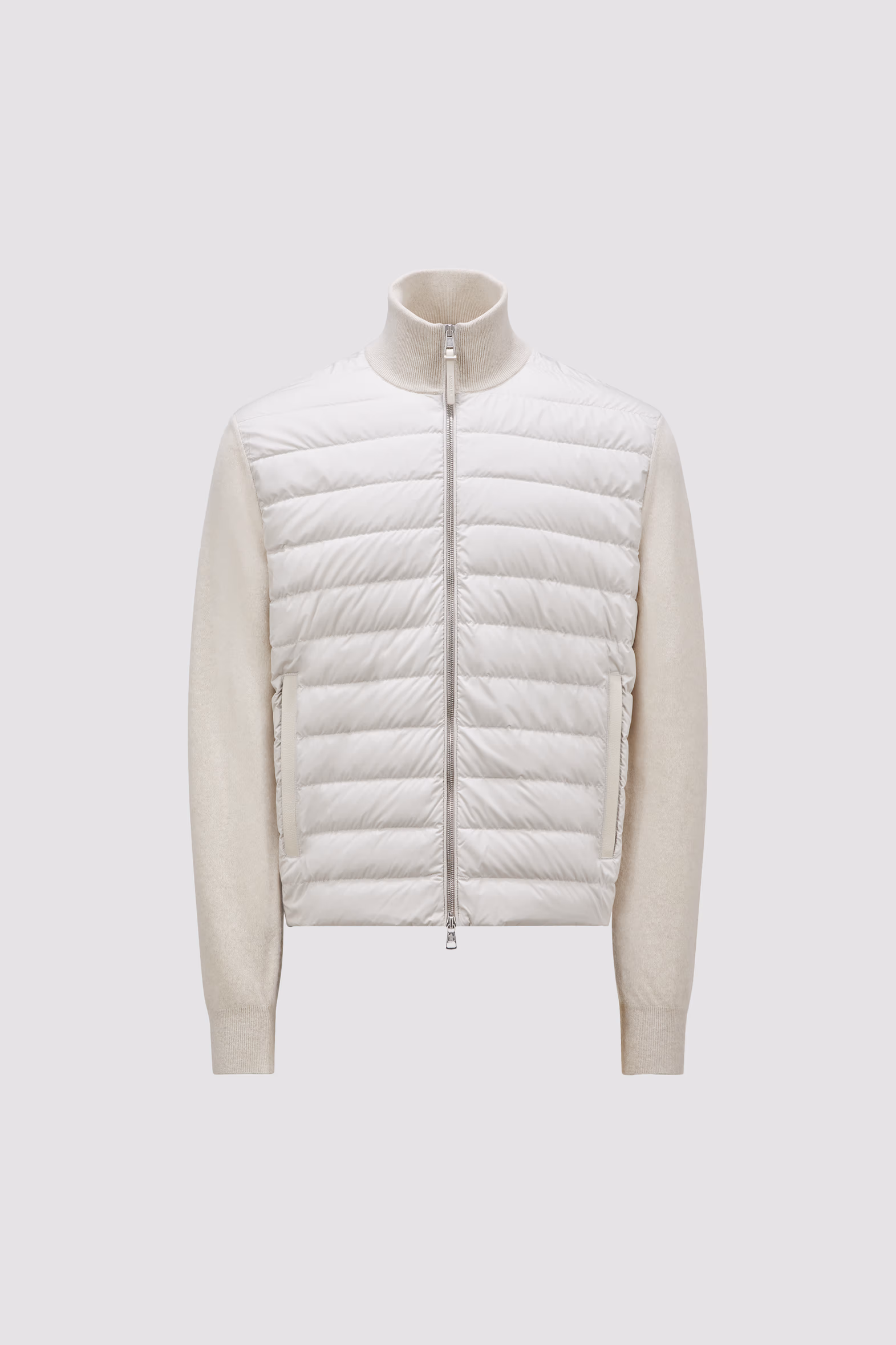 Padded Wool & Cashmere Zip-Up Cardigan Men White Moncler 2